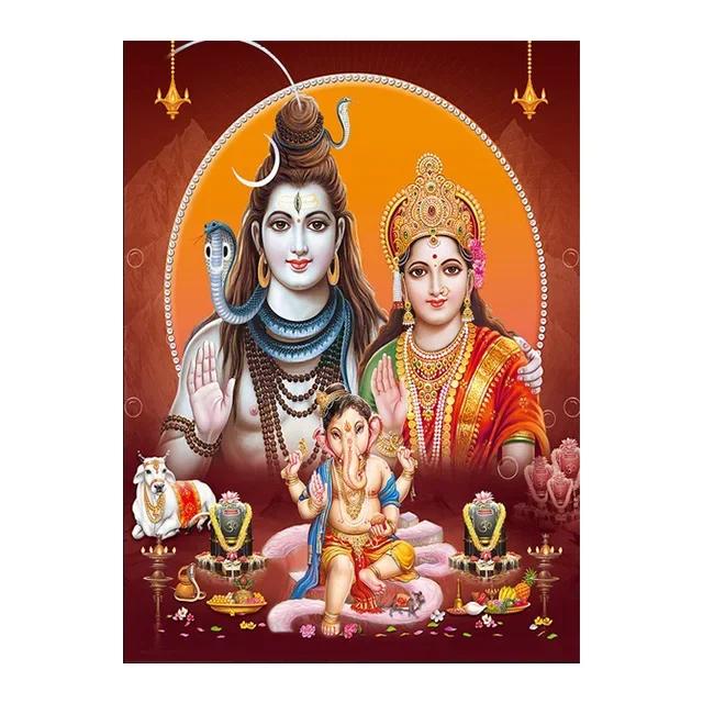 Religion Elephant God India Hinduism Ganesha Painting Canvas Durga Golden Zari Art Poster Prints Living Room Home Decor Pictures