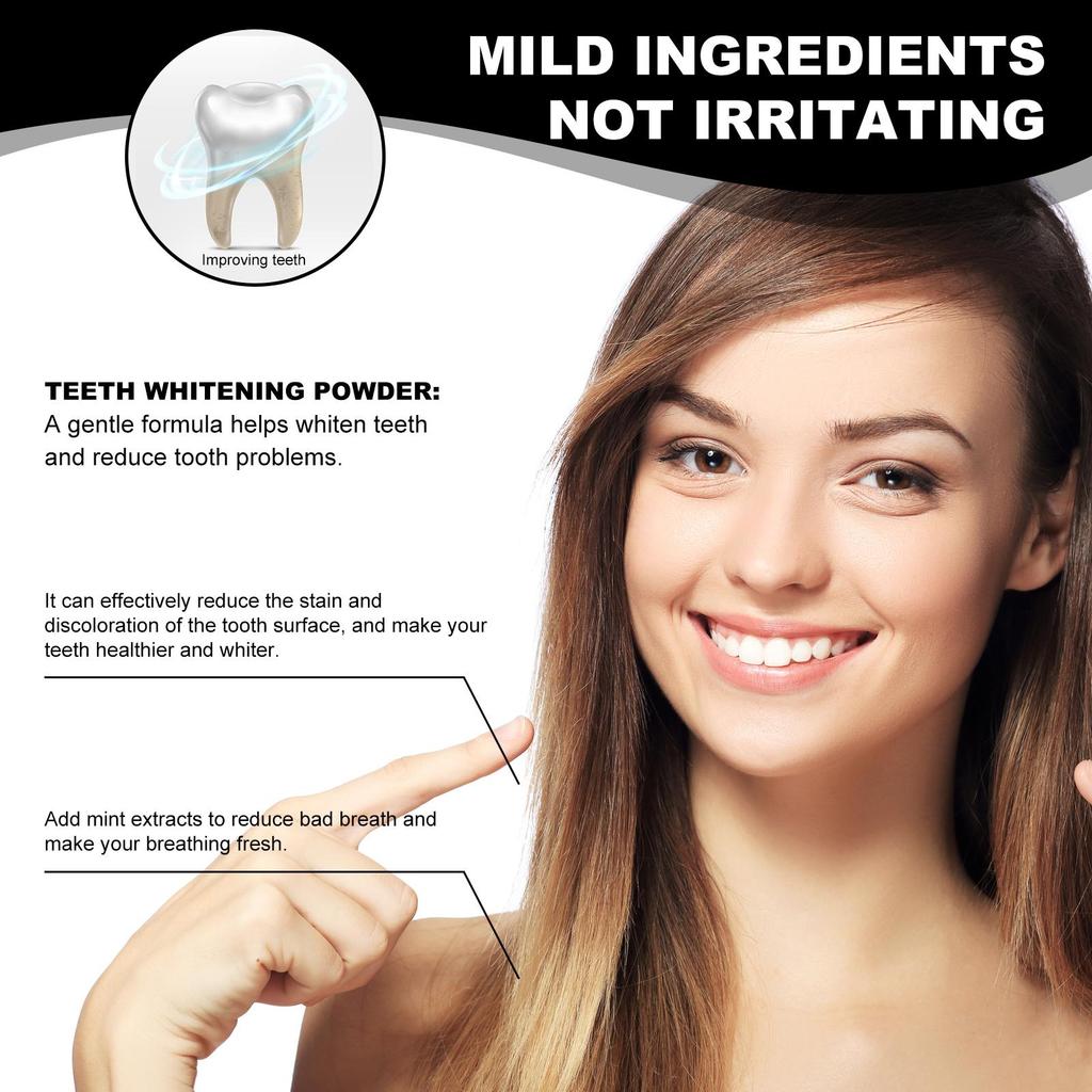 Charcoal Whitening Teeth Powder Cleaning Dental Calculus Stains Improve Tooth Yellow Remove Bad Breath Bright White Toothpaste