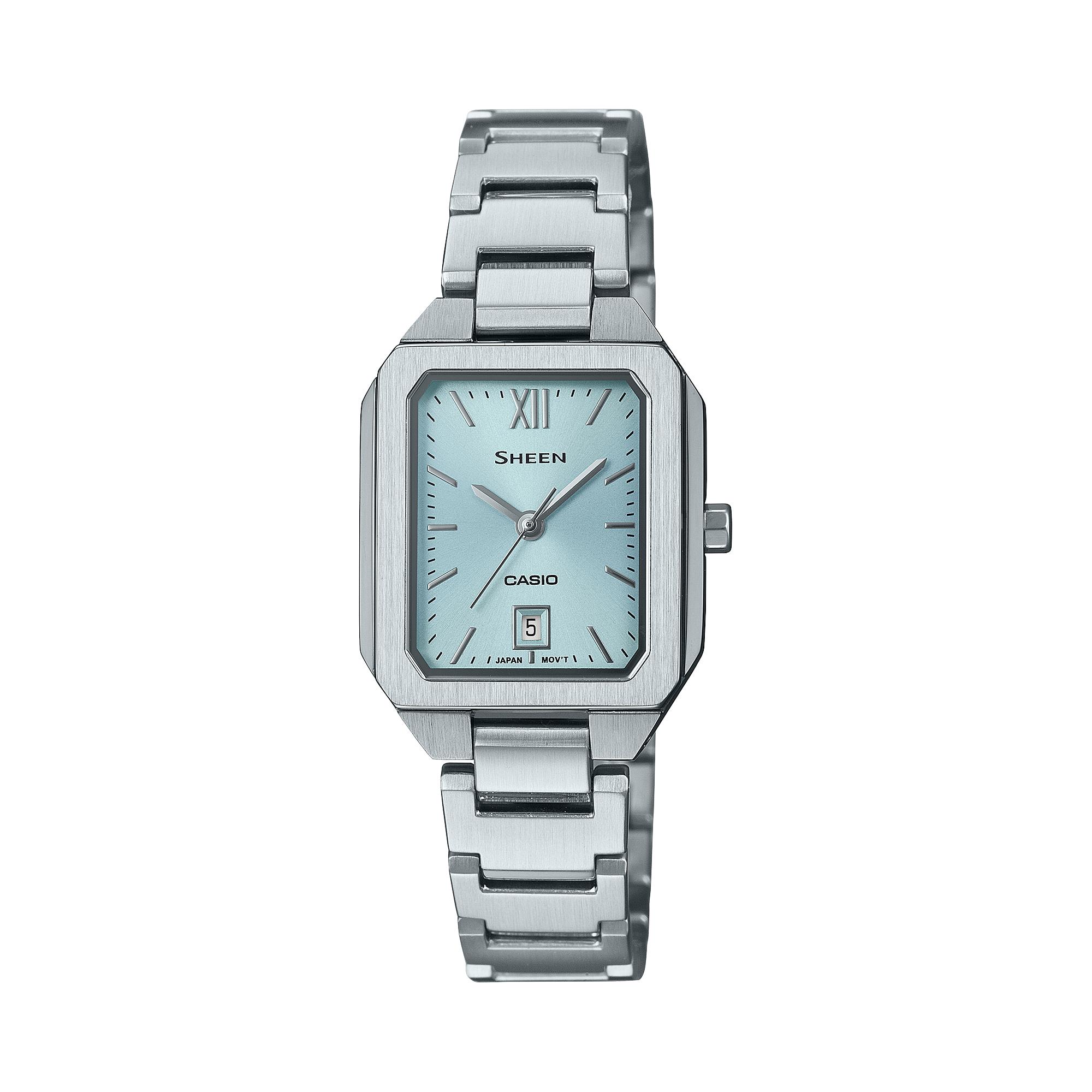 

Casio Sheen Women s Stainless Steel 50M Water Resistant Analog Alarm Quartz Watch SHE-4555D-2A синий
