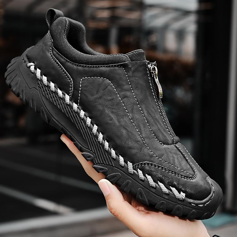 Fashion Classic Zipper Loafers Casual Leather Shoes Men New Fashion Mens Sneakers Handmade Male Oxford Shoes Walking Footwear Sneakers