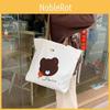 Urban Chic Canvas Tote Bag With Embroidered Bear Large Capacity Student Bag