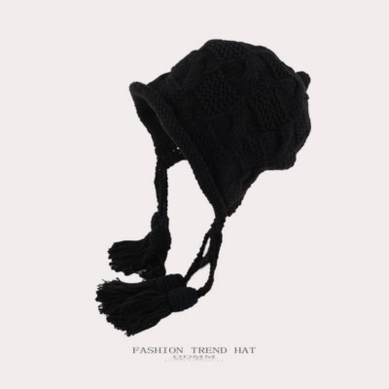 Mütze Damen Winter Warm Ohrenschutz Gestrickte Überziehmütze Sturmhaube Hut Band Doppelnutzung Plüsch Blitzmütze