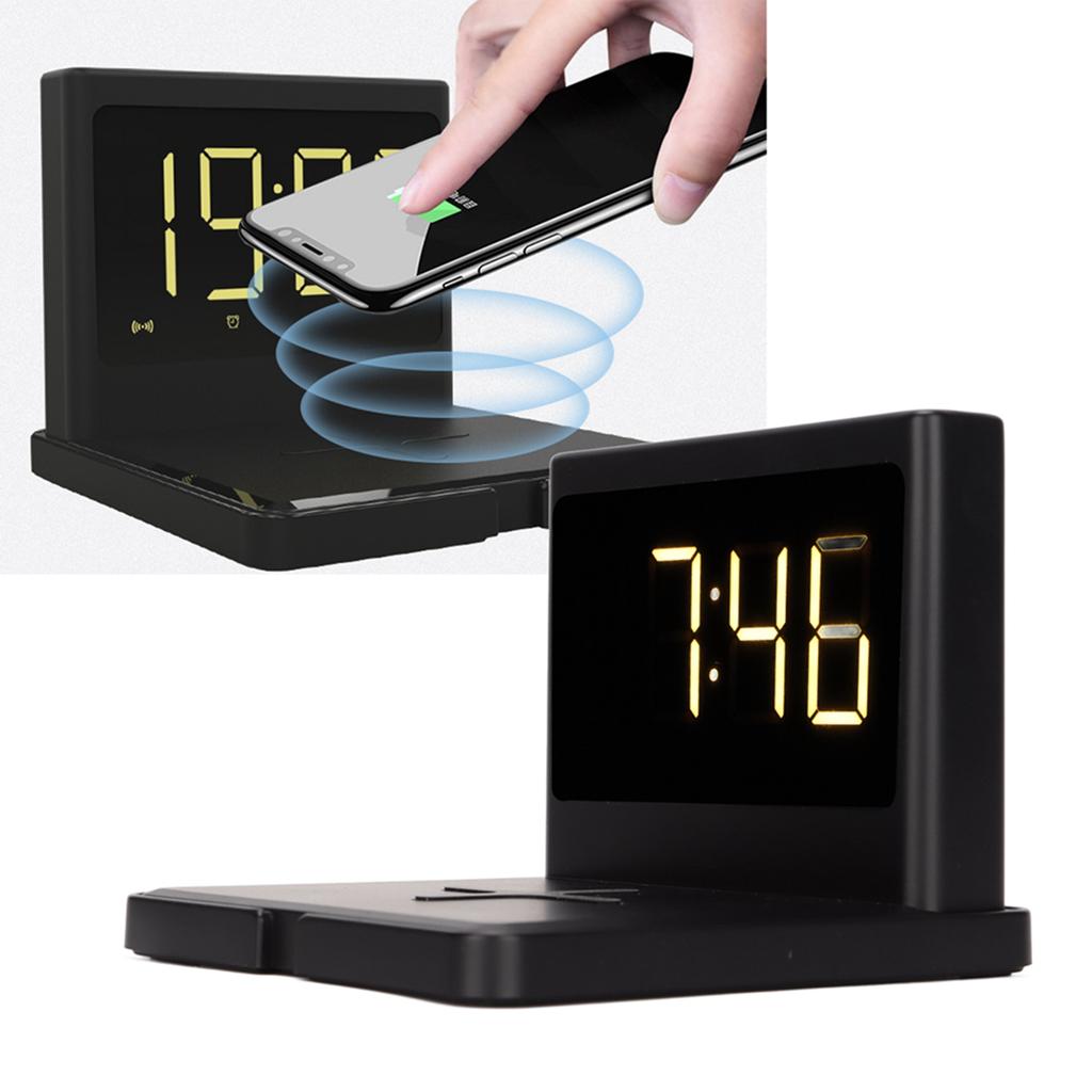 Phone Digital Clock   3 in 1 Type C Wireless Charging Alarm Clock with Snooze Button for Tablet   Fan