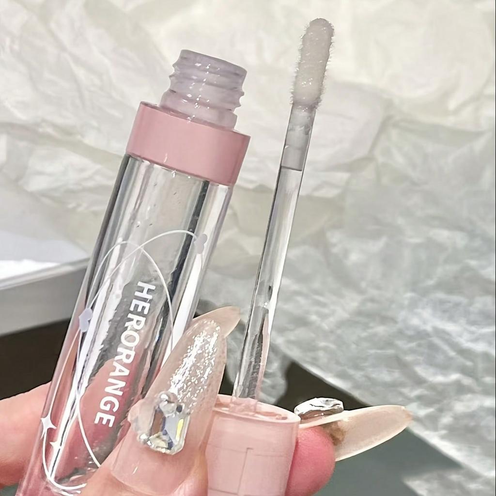 HERORANGE Crystal Clear Lip Oil, Moisturizing and Nourishing, Prevents Peeling, Reduces Lip Lines, Waterproof and Sweat-Proof, with a Clear Glass-Like