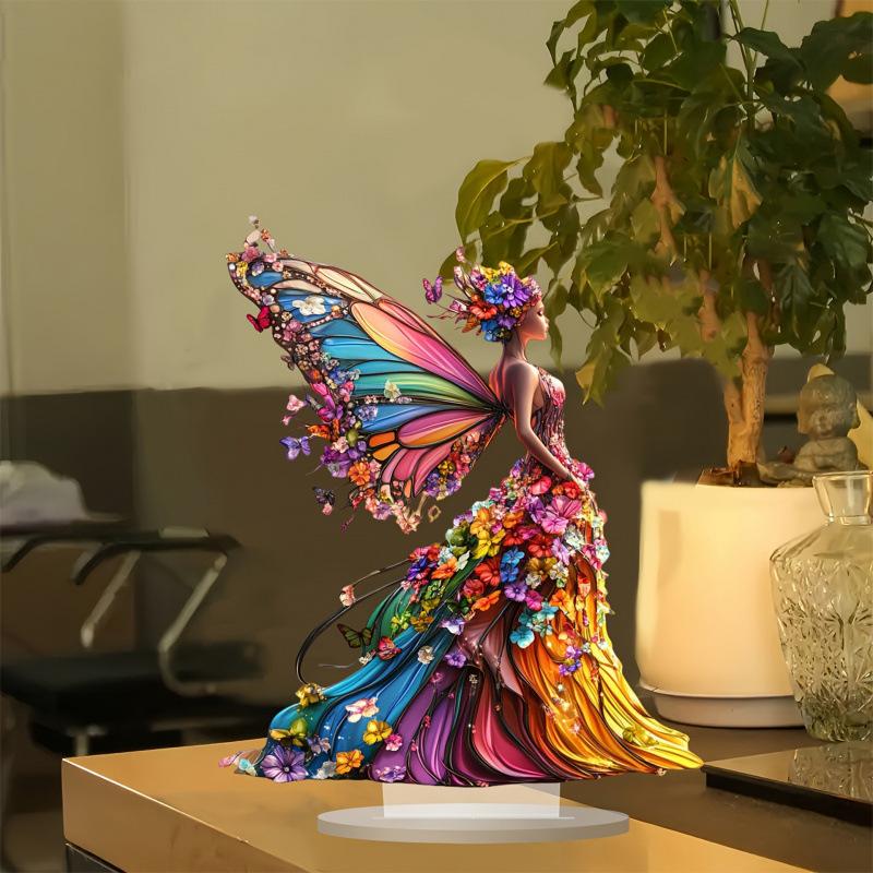 1Pcs Butterfly Fairys Sculpture Ornament Home Decoration Acrylic Butterfly Fairys Statue Figurines Table Centerpieces