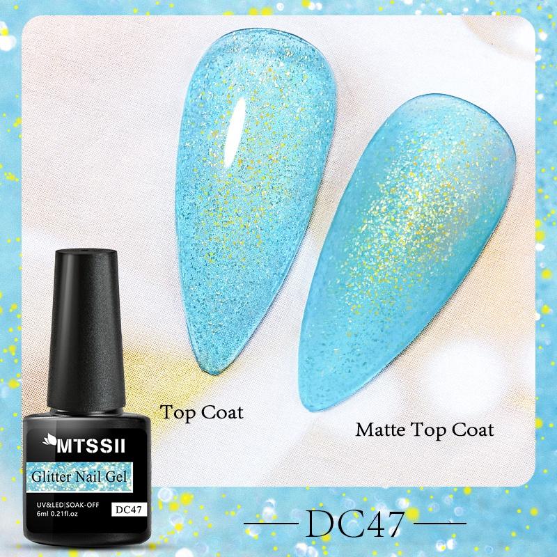 

MTSSII 6 мл блестящий гель для ногтей блестящие блестки УФ-светодиодный отмачиваемый лак для маникюра полуперманентный гель-лак для дизайна ногтей DC47