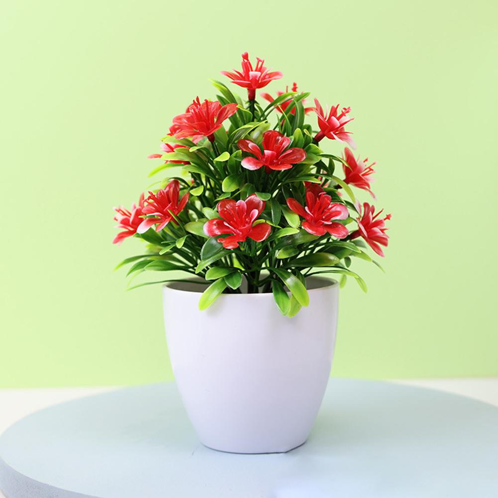 Compact Design Faux Flowers Indoor Décor Potted Plant