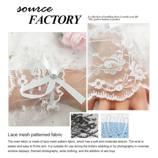 1 Pair Women Lace Gloves Elegant Halloween Gothic Lolita Tulle Mesh Sleeves for Parties Festive Decoration