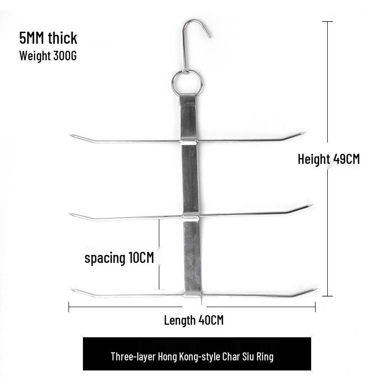 Stainless Steel Roast Meat Hook with Hanging Ring and Pipa Fork