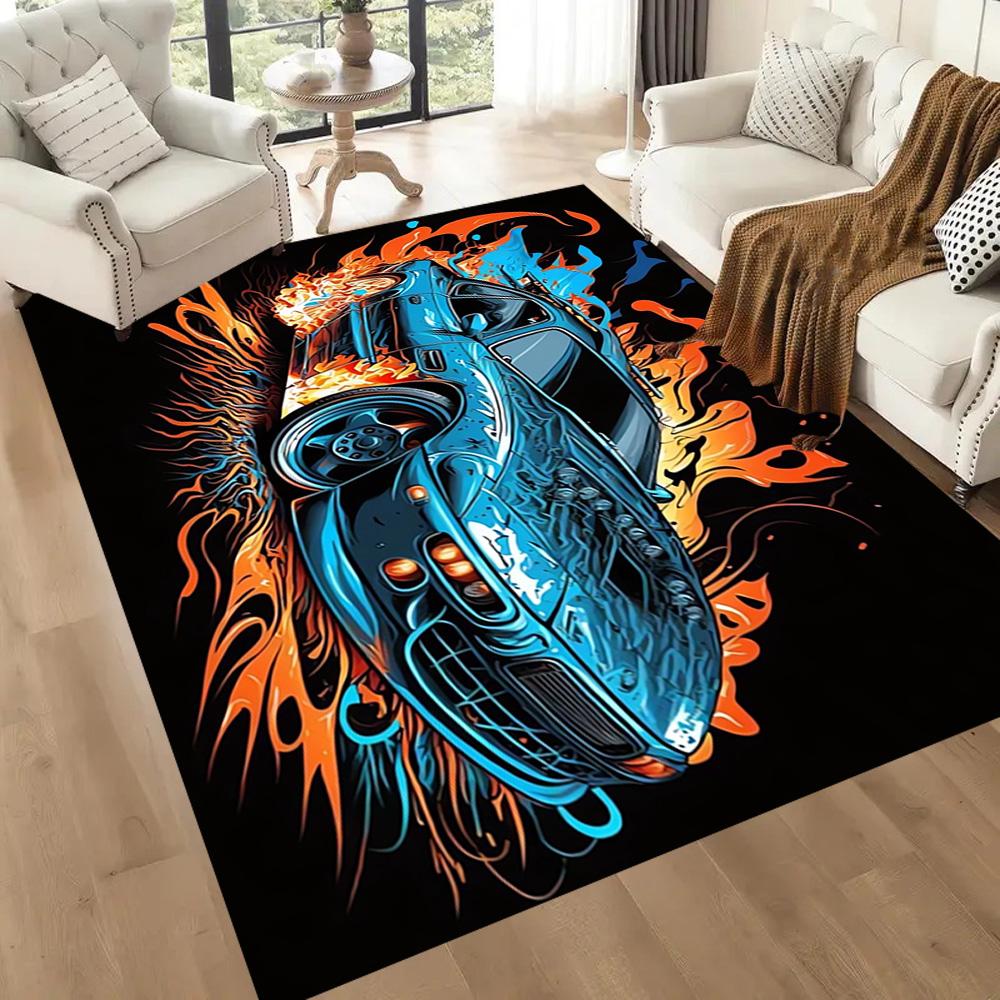Neon Retro Car Night Drive Floor Mats for Living Room, Bedroom and Room Decoration Are Suitable for Gifts.