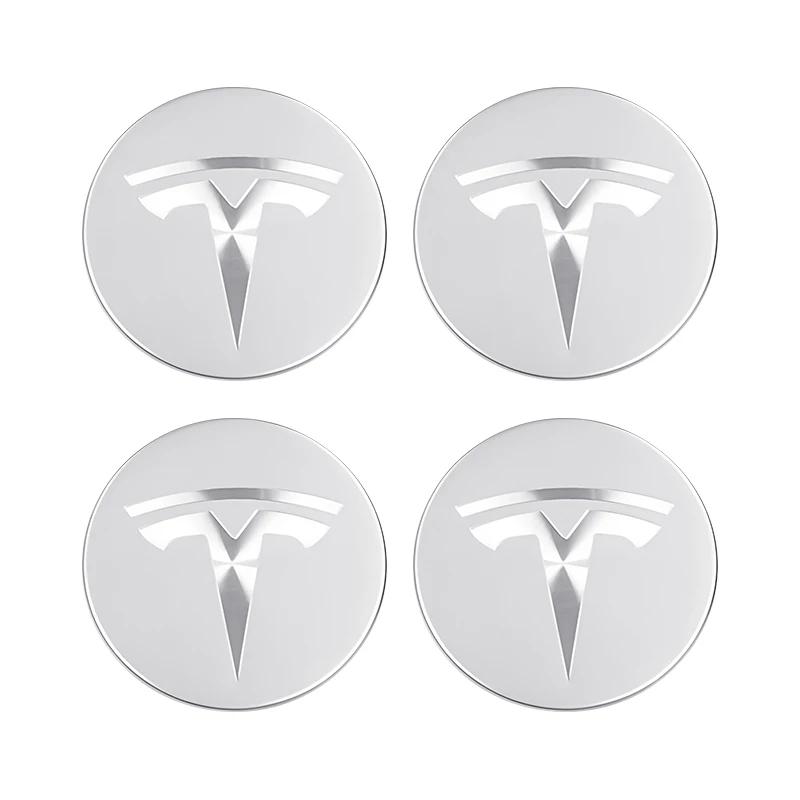 Car Sticker Tesla 4piece 56mm Wheel Hub Center Caps For Tesla Model 3 Model Y Badge Cover Hubcaps for Tesla Model Y X S 2023 Car