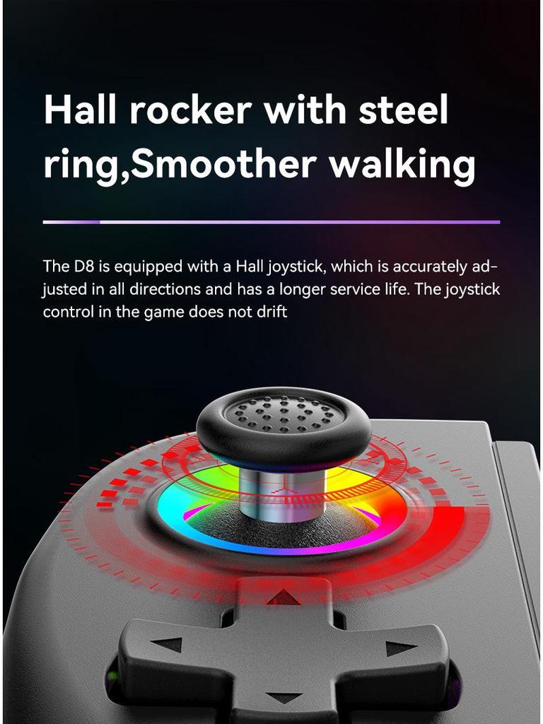 D8 Telescopic Bluetooth Gaming Handle with RGB Glow & Vibration