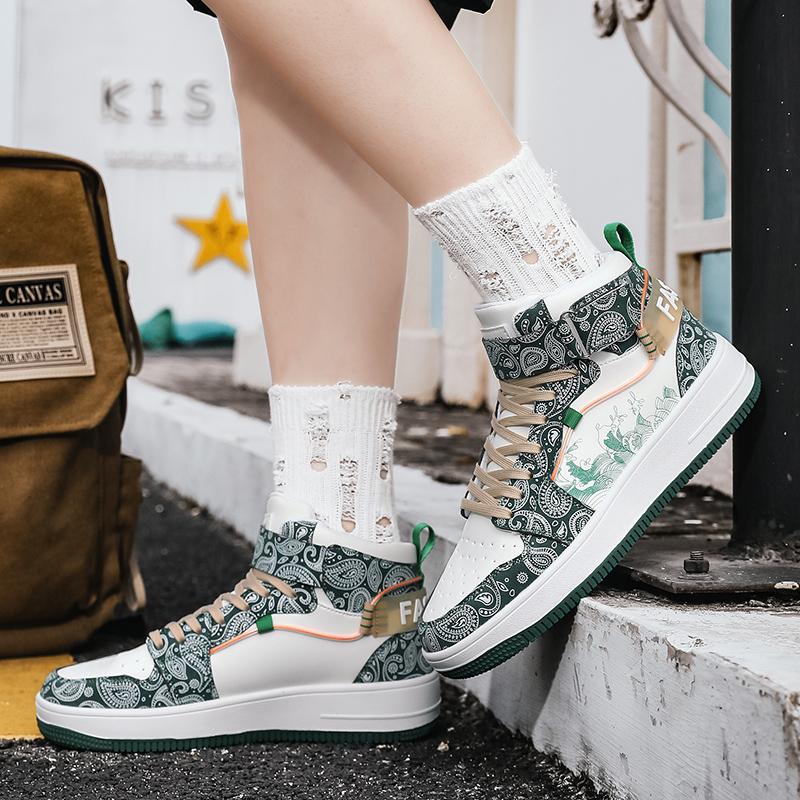 Scarpe Sportive Stampate da Uomo Stile Street da Donna Unisex Scarpe Sneakers da Corsa Studenti Scarpe Oversize per Coppia High Top