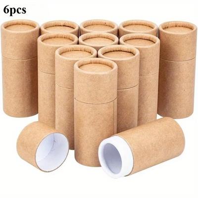 6pcs 10ml Wooden Kraft Paper Tube Round Cardboard Box Cardboard Pencil Box Cardboard Tea Box Small Container Storage Jar for Home Use