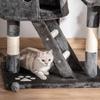 Cat Tree, Floor-to-Ceiling, 240-260 cm, Adjustable Height, Platforms, Caves, Grey
