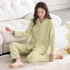 Women's Winter Coral Fleece Pajamas: Spring/Autumn Style, Plus Velvet Cardigan, Solid Color, Warm Sea Island Fleece Home Wear Set.