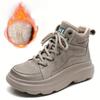 Fashion GKTINOO Genuine Leather High Top Shoes Women Platform Boots Non-slip Cow Leather Ladies Winter Ankle Botas Warm Sneakers