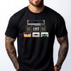 Retro Tape Player Cassette Black T Shirt Spring  Shirts Leisure Black T Shirt Short Sleeve T-Shirt