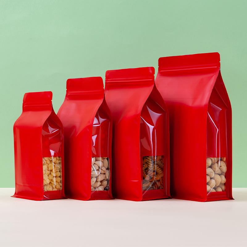 Colored Aluminum Foil Stand-Up Bag with Window for Tea and Nuts - Self-Sealing and Thickened