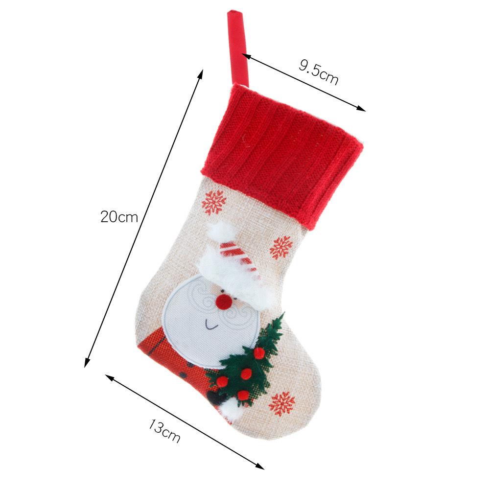 New Burlap Embroidered Snowman Christmas Stocking & Candy Gift Bag