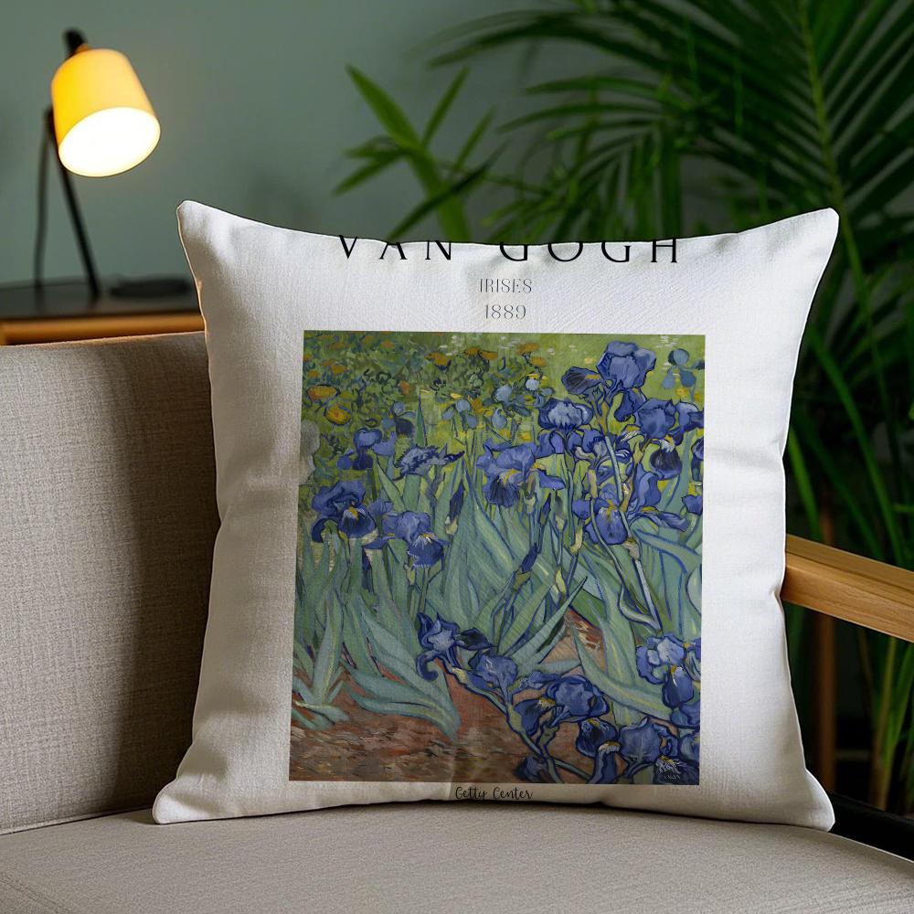 Van GGogh Art Cushion Cover Plush Fabric DoubleSided Printed Invisible Zipper Sofa Pillow Case Home Bedroom Decor