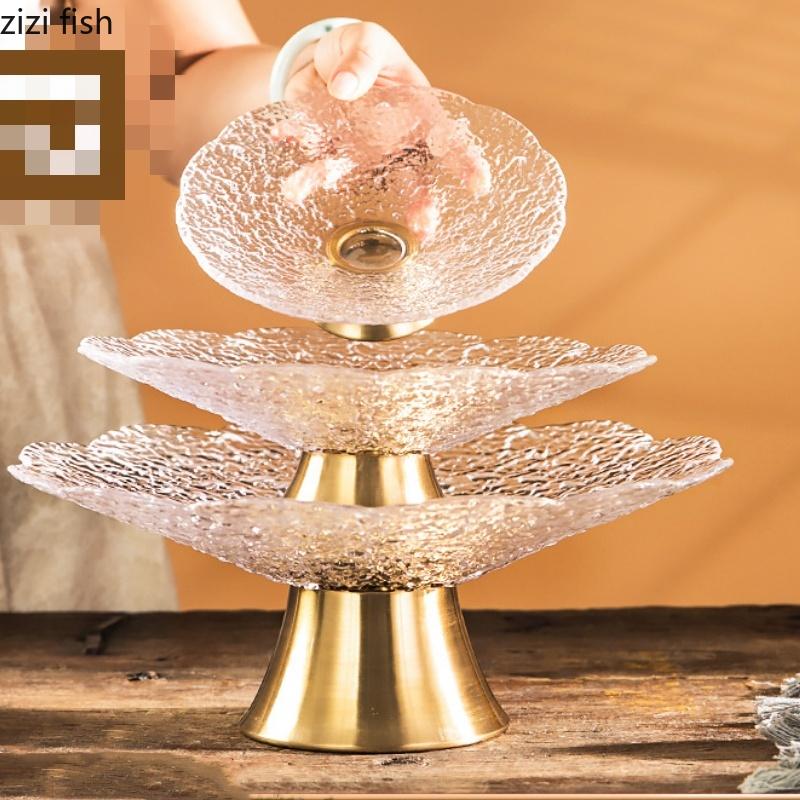 High Foot Glass Plates Fruit Plates Salad Bowl Candy Plate Snack Trays Cake Stands Dim Sum Dish Refreshment Plate Dessert Bowl