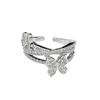 Light Luxury Butterfly Super Flash Zir*****Pen Ring Exquisite High Sense Fashion Elegant Personality Romantic Ring