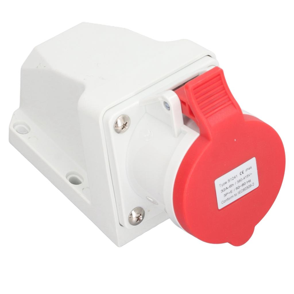 Industrial Connector Electrical 4 Pin 32A 3P+E IP44 Waterproof Dustproof 380‑415V Surface Mount Socket