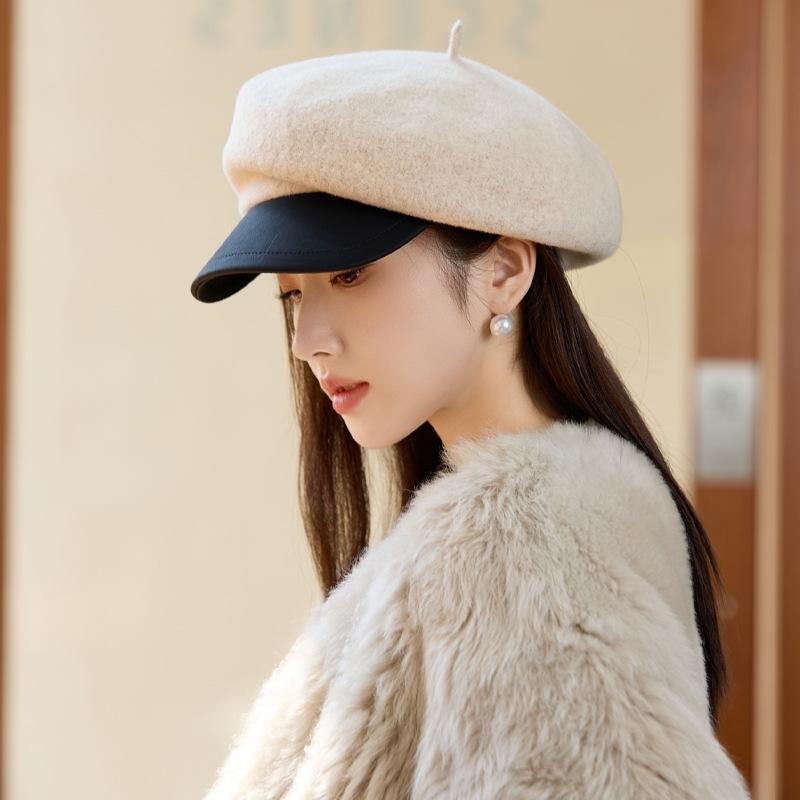 Autumn and Winter Hat Female Duck Tongue Beret Elegant Thermal Hat Hat for Cold Weather, Cycling, Pedestrian