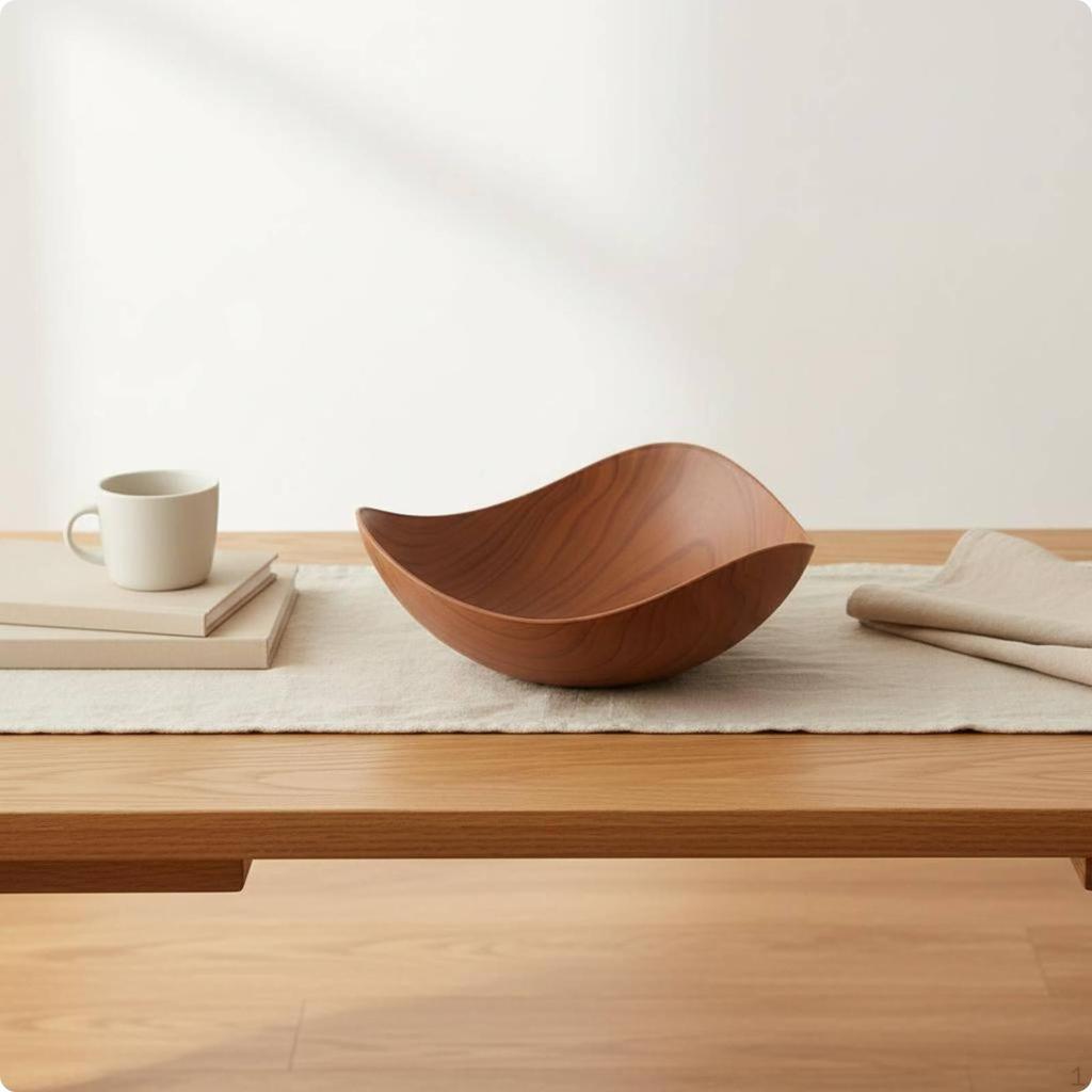 Fruit Platter Bowl WoodGrain Finish Wooden Thickened Tableware for Table Ebony L