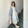 (original quality) Super fairy gentle wind first love edge floral suspender dress summer new salt and sweet dress