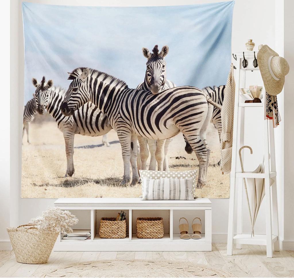 Zebras Tapestry Black White Stripes African Savanna Wild Animals Tapestry Wall Hanging for Home Decor Living Room Bedroom Dorm