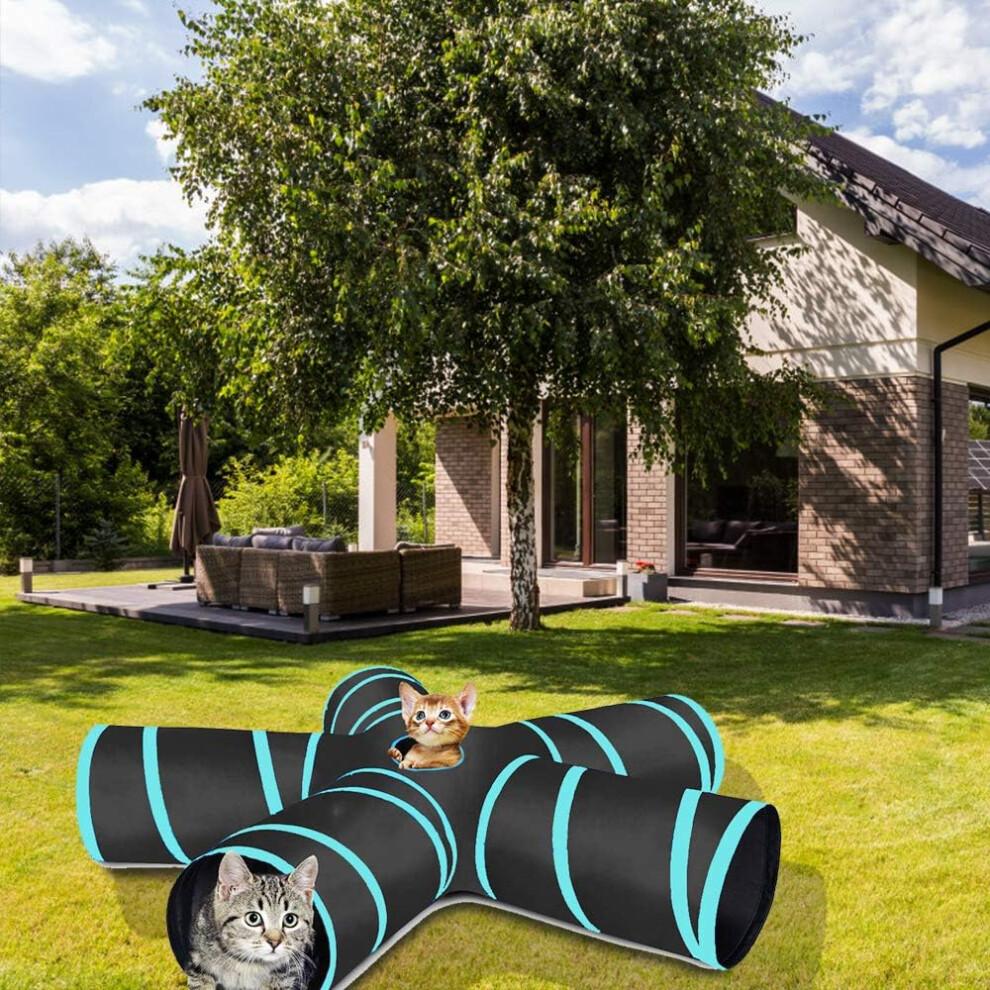 Paw-some Playground, Dangling Ball Toy Delight, Portable Cat Tunnel For Your Feline's Daily Dose Of Fun, Interactive Peek Hole, S-Shape Tunnel, Safe a