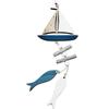 Marine Style Wooden Pendant Ocean Wind Crafts Small Fish Boat Innovative Accessory Wall Hanging Decoration Pendant Home Decor