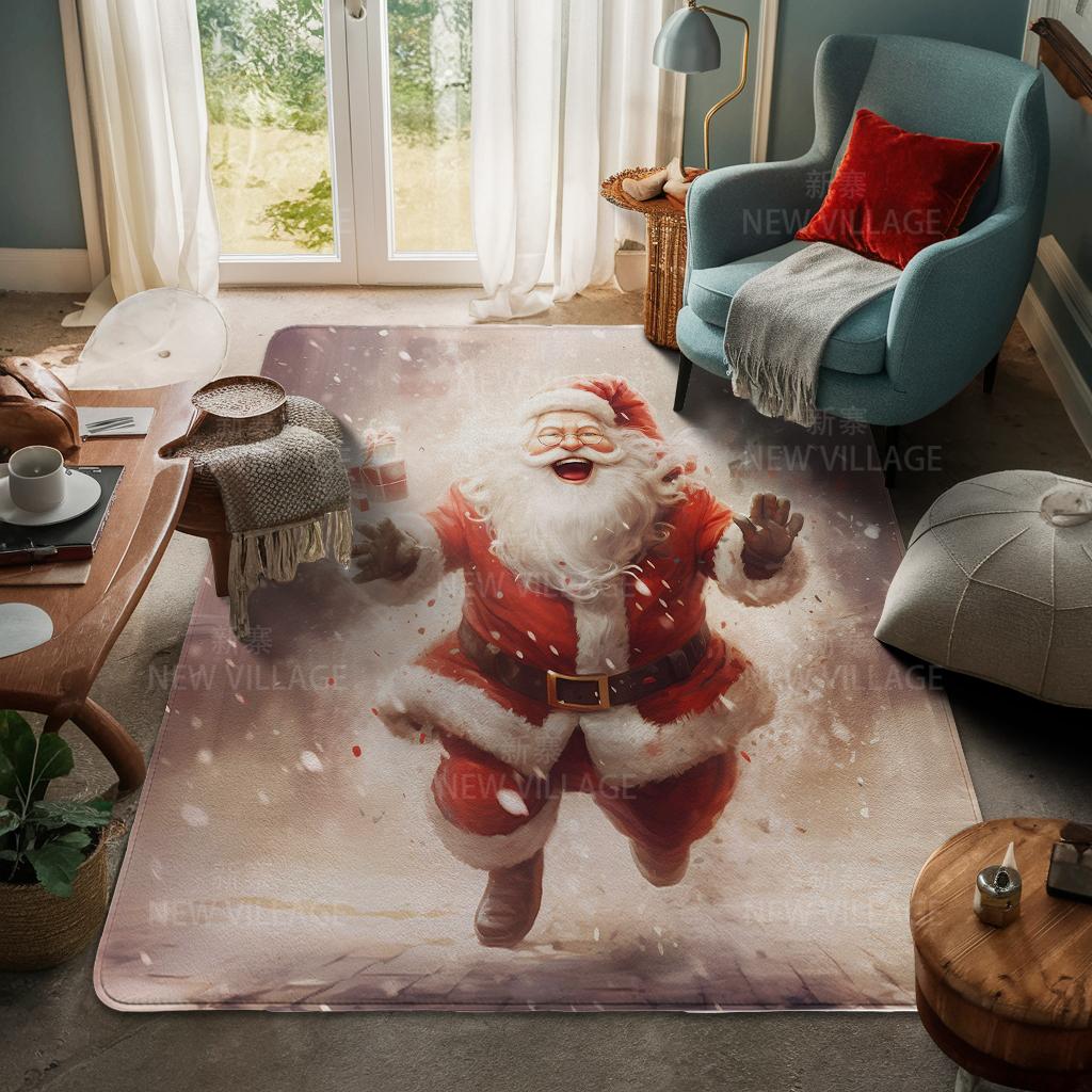 House Entrance Carpet Home Door Mat Living Room Bath Foot Bathroom Non-slip Water Absorption Rugs Bath Merry Christmas Winter