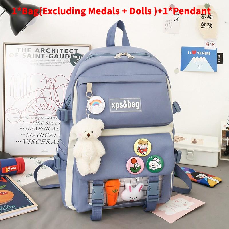 Bag Xps Letter Print Backpack With Pendant Large Capacity Schoolbag Kids Gift