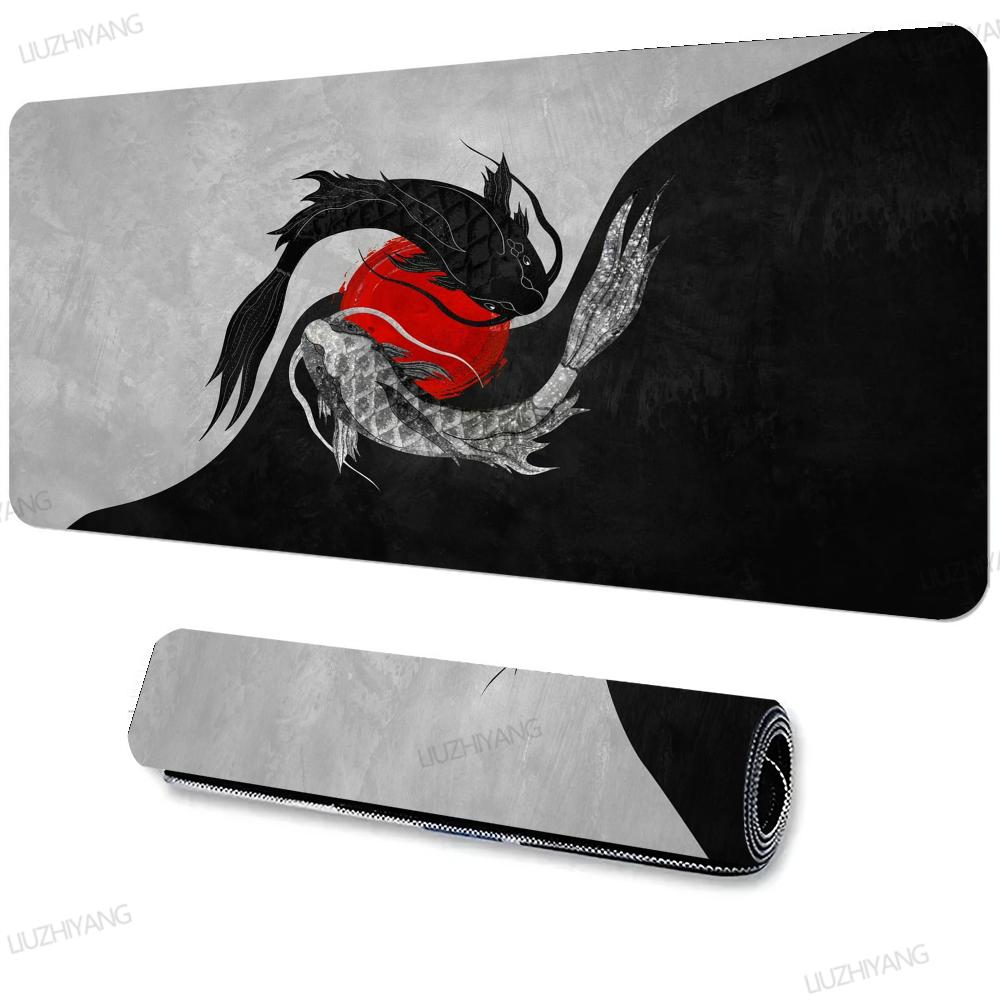 Yin-yang Fish Mouse Pad Black & White Sakura Office Laptop Desk Mat Game Accessories Mousepad XXL Rubber HD Gaming Long Desk Mat