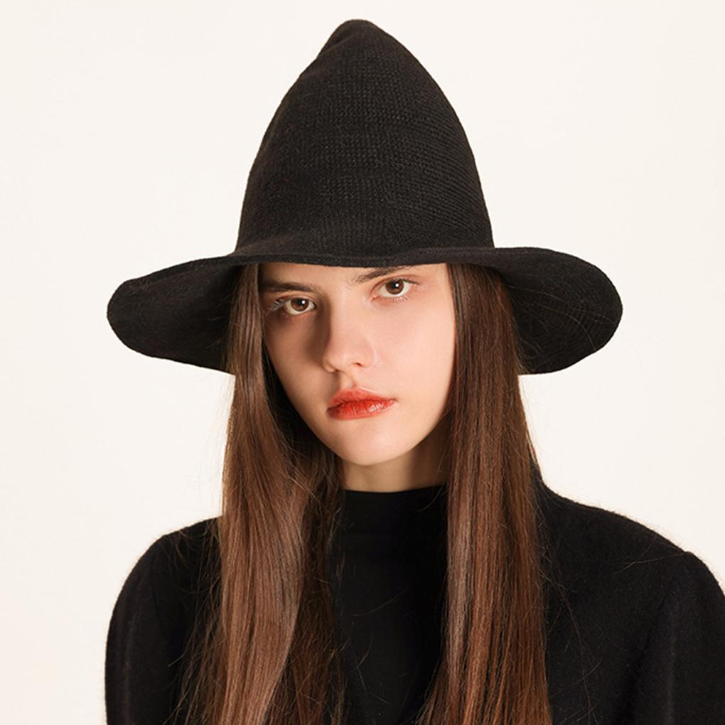 2025 Halloween Witch Hat Long Point Hat Knitted Cap for Women Halloween Party Hat Magical Hat Festival Party Cosplay Decoration