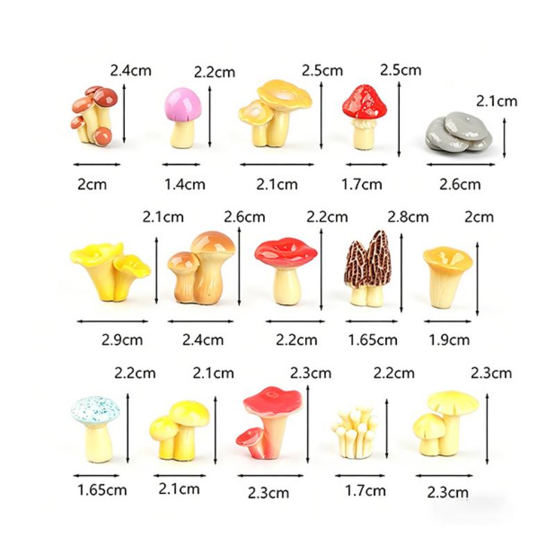 Mini Resin Mushroom Ornaments Micro Landscape Decor Dollhouse Miniature Mushroom Model For Fairy Moss Garden Diy Bonsai Decor