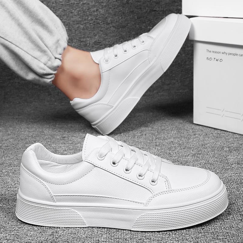 Men's Leather Casual Shoes Fashion Comfortable Lace-up Sneakers Shoes Classic All-match Sport Shoes Soft Low Top Business Shoes