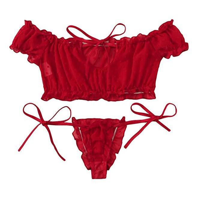 European and American Sexy Off-the-Shoulder Lingerie Set