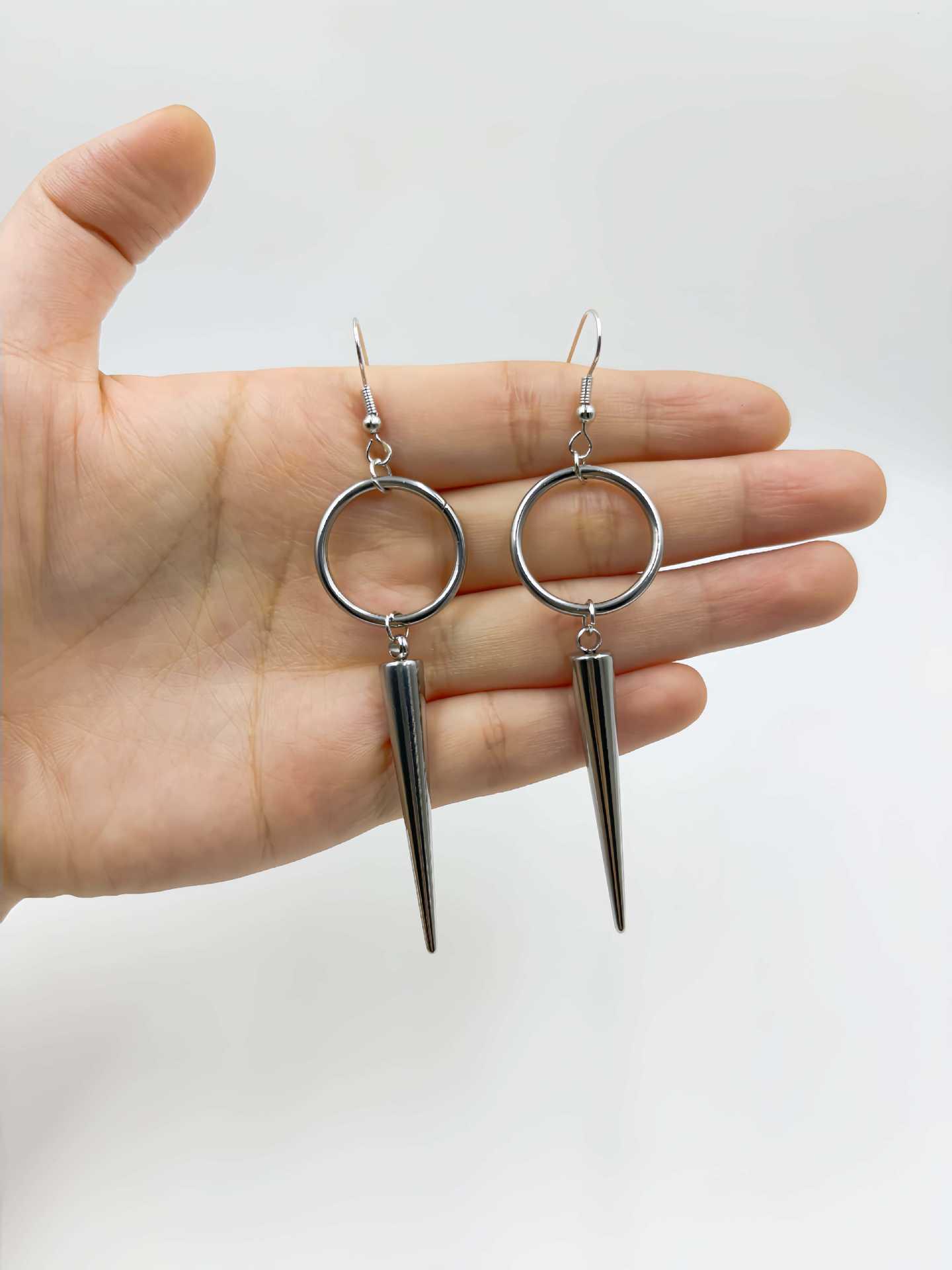 Trendy Punk Hip-Hop Rivet Earrings - Stainless Steel Gothic Street Style Jewelry