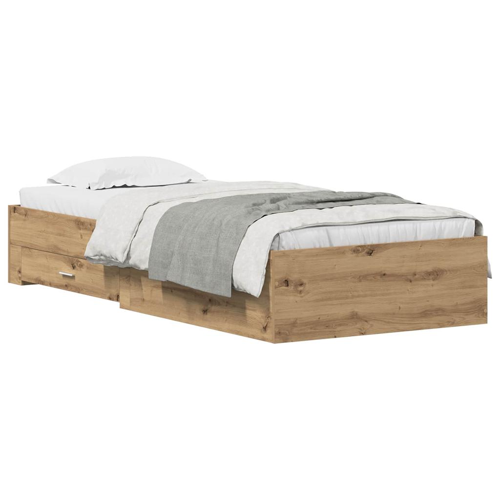 Artisan Oak Storage Bed Frame 90 x 190 cm Particleboard