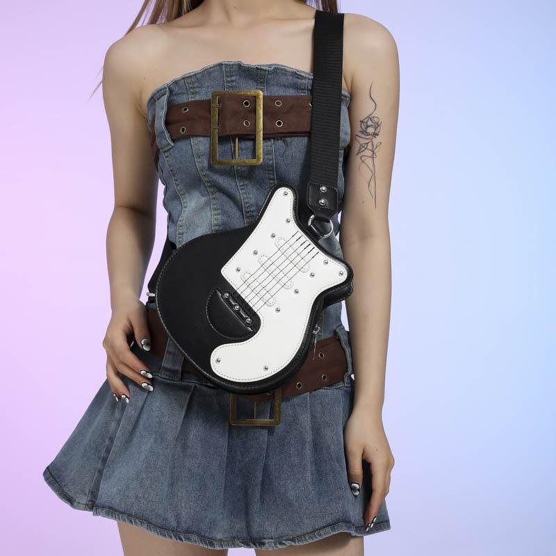 Wenyi Fan Personality Funny Violin Contrasting Colors Women's Commuter Small Square Bag Summer New Women's Shoulder Messenger Bag