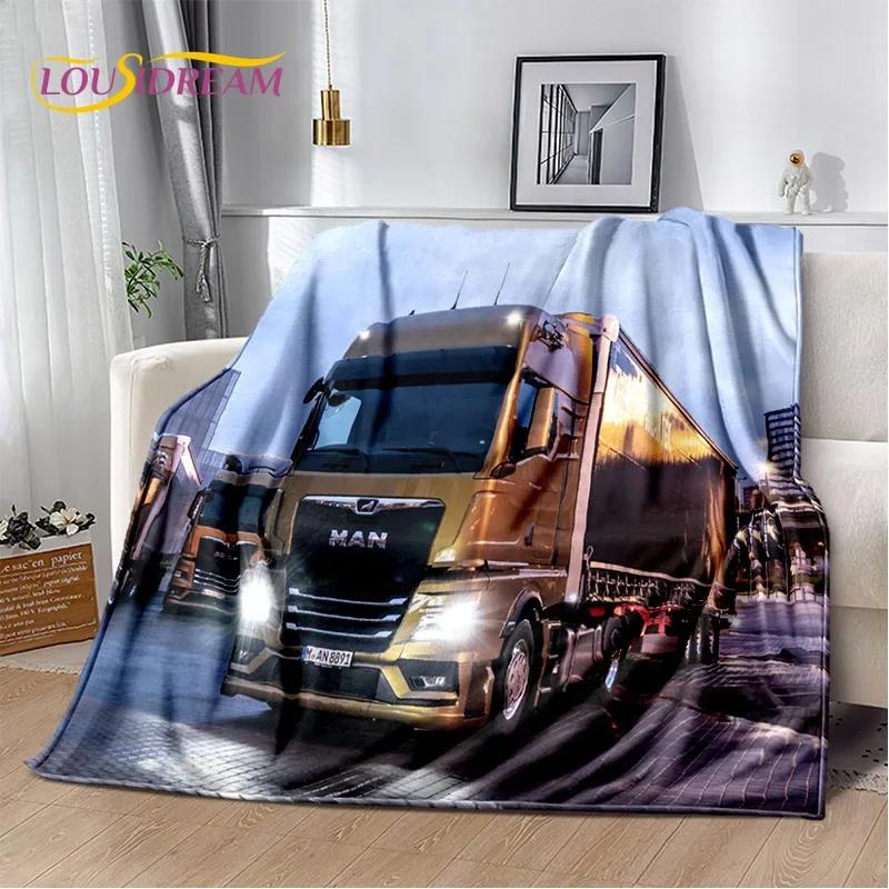 Coperta morbida in flanella 3D con motivo Camion per Letti Camera da letto Divano Picnic, Coperta da lancio per Coprire Tempo libero all'aperto Riposo Regalo