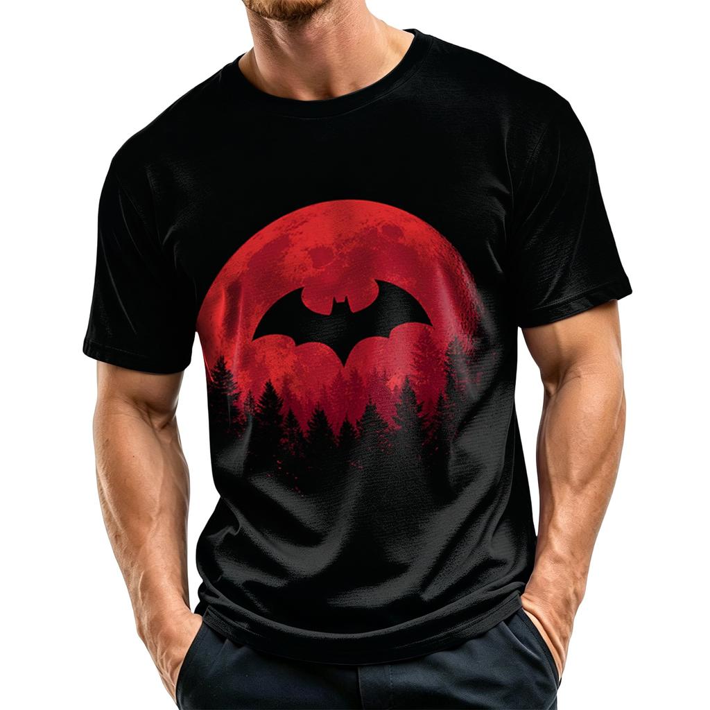 Men Casual Crew Neck Lightweight Breathable Short Sleeve Top with Halloween Themed Printed Graphic for Daily Wear