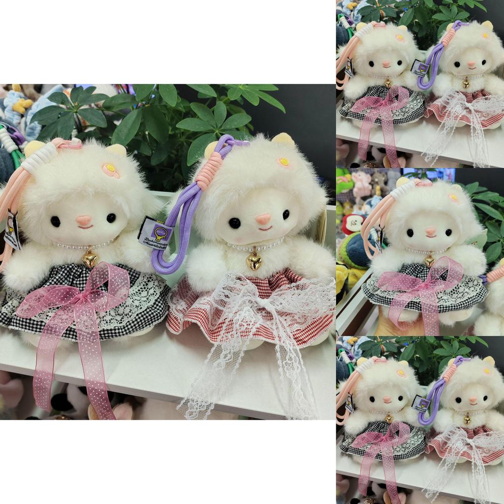 Portachiavi Pecora di Peluche con Gonna a Quadretti per Ragazze Regalo e Decorazione per Borsa