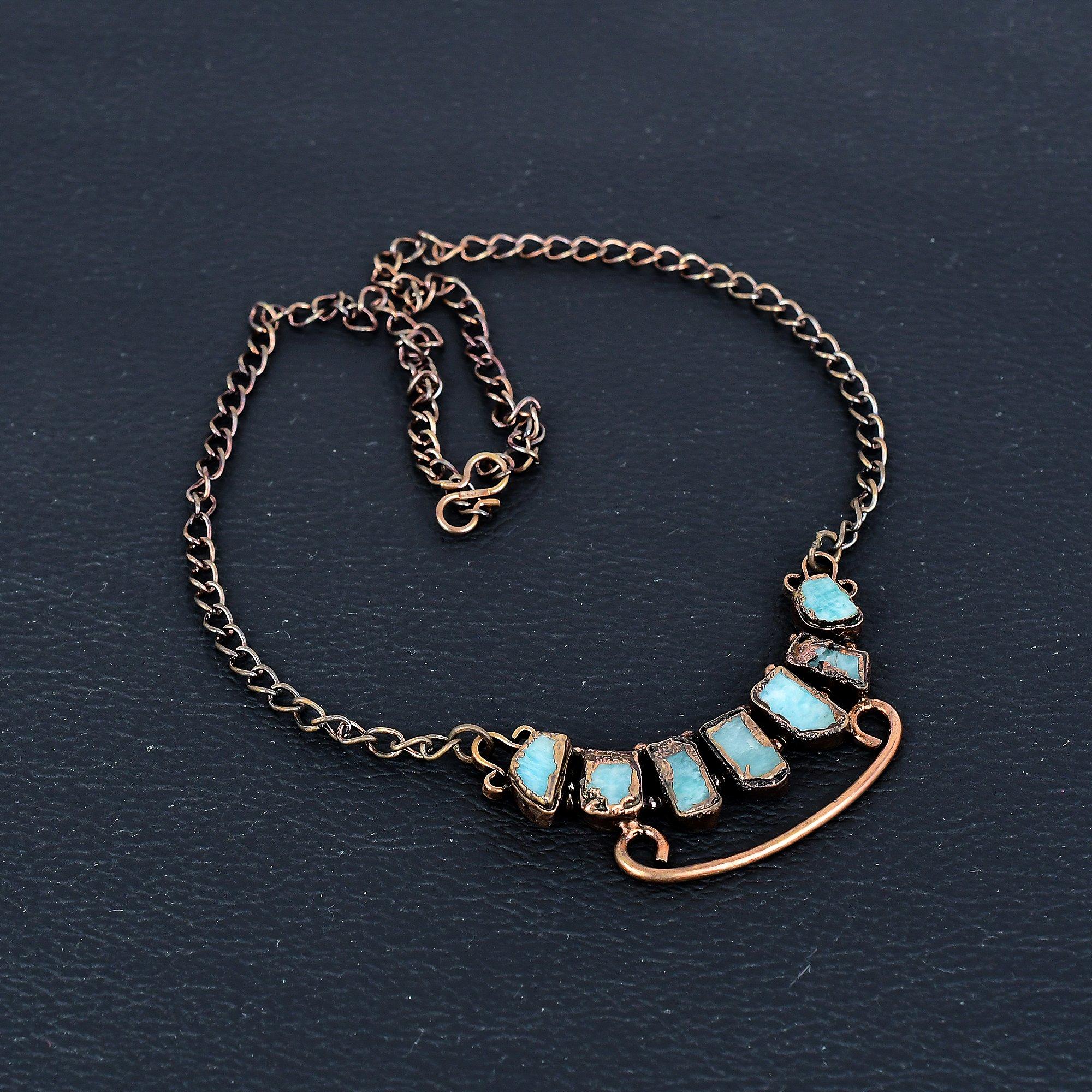 

Amazonite Copper Electroformed Necklace, Gemstone Jewelry, Handmade Necklace Amazing Jewelry, Gift For Her