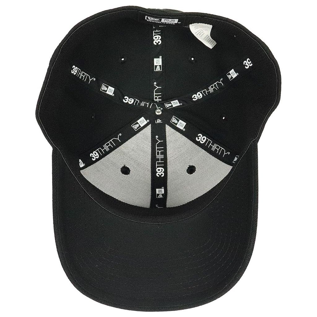 [New Era] Cap for Men and Women, NewEra 39THIRTY, Plain, Hat, Baseball Cap, Stretch, Elastic, Side Logo, Flag Logo, Brand, SM, Black, [Used]