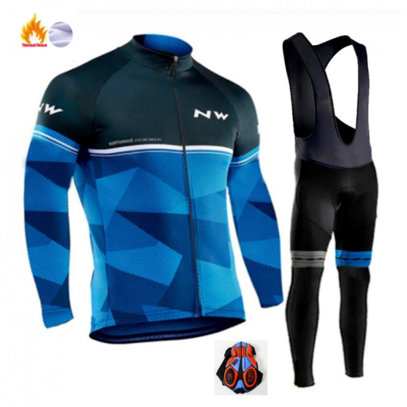 Northwave Thermal Fleece Cycling Jersey Pants Set Winter Warm Long Sleeve Full Kit Men Women